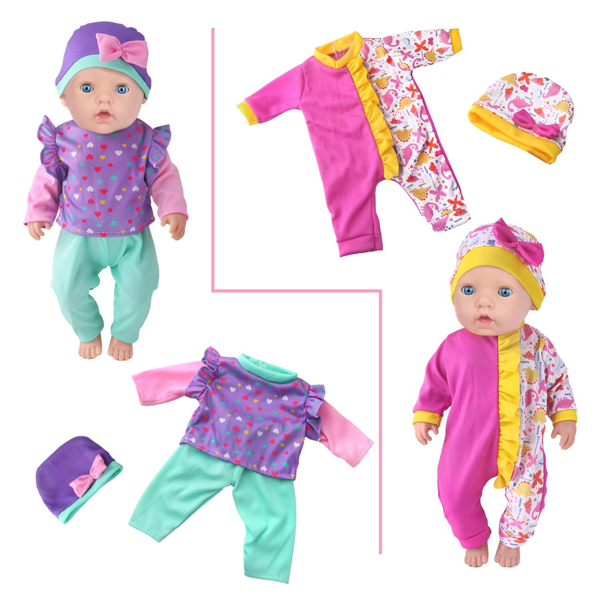 UNICORN ELEMENT colorful patterns boost imaginative play with doll wardrobe.