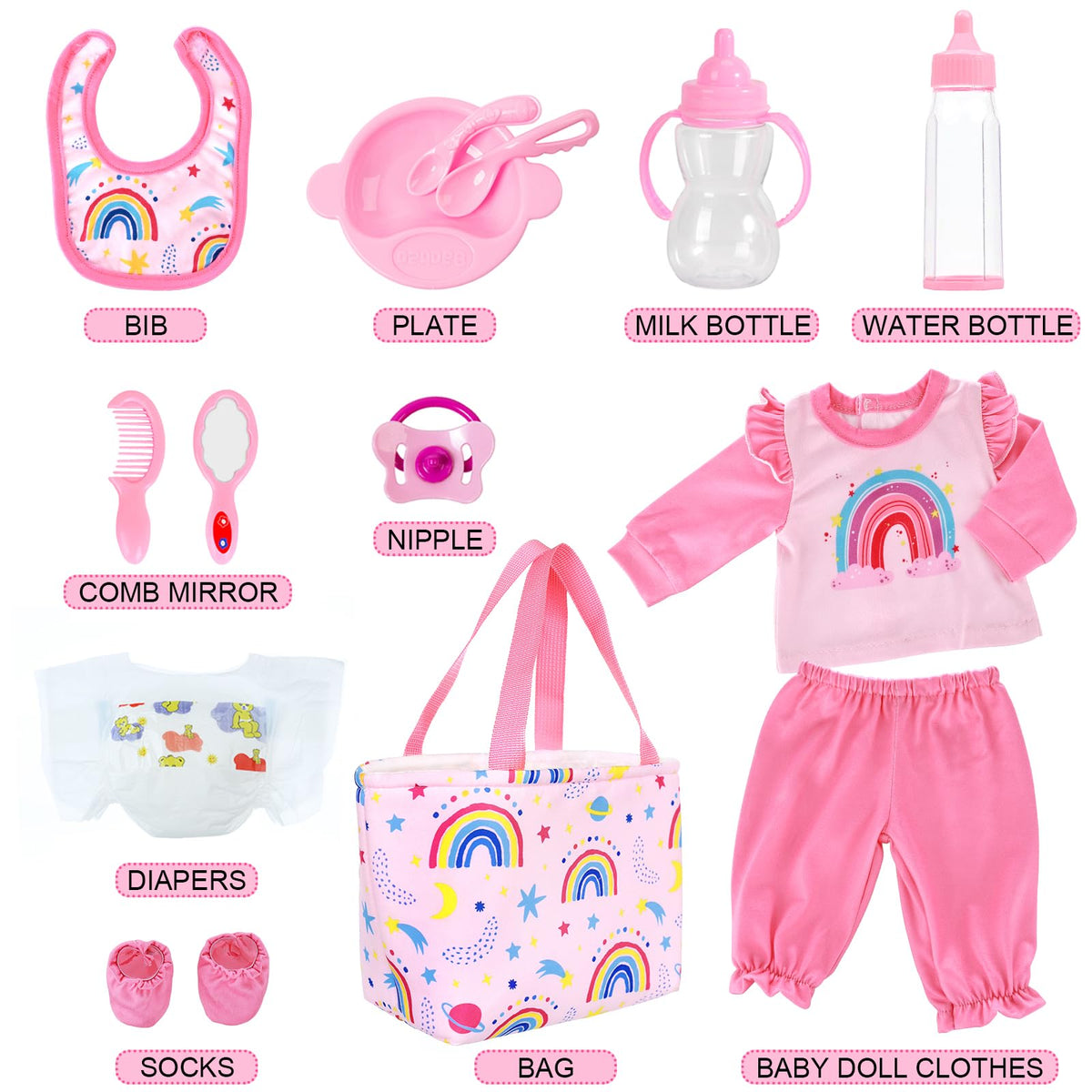 UNICORN ELEMENT doll clothes with cute patterns for 14–18 inch dolls