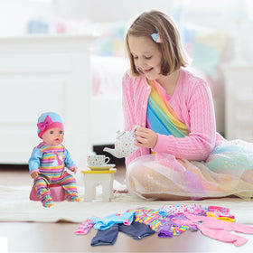 UNICORN ELEMENT colorful doll outfits with jumpsuits for 14-18 inch dolls.