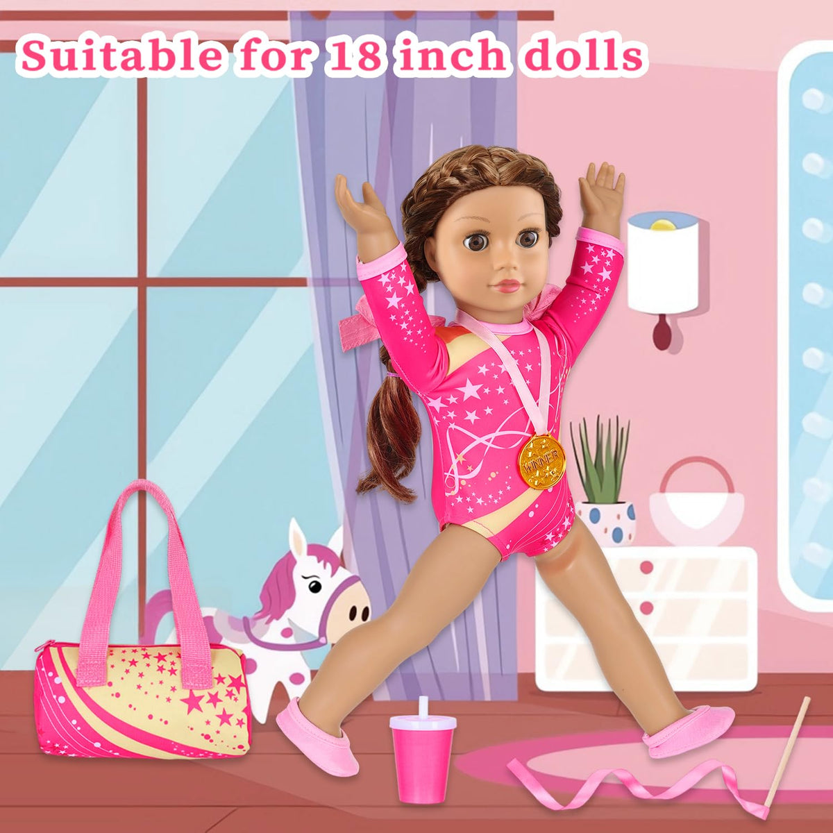 UNICORN ELEMENT doll shoes complete the gym outfit for coordinated looks