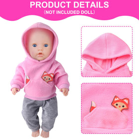 unicorn element fleece-lined grey hoodie for 16-18 inch dolls, warm option for cool days