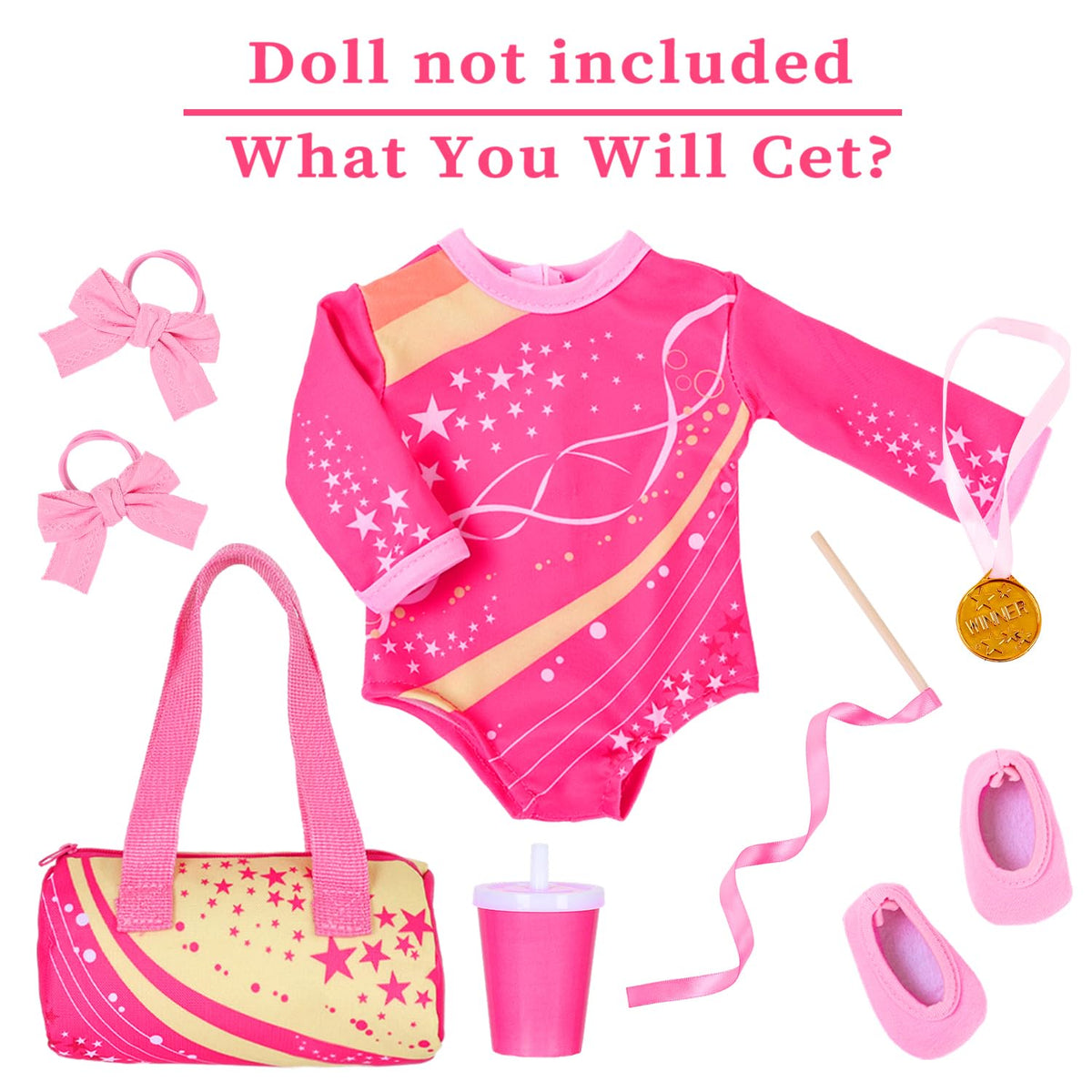UNICORN ELEMENT gold medal with ribbon adds celebratory flair for doll gymnastics
