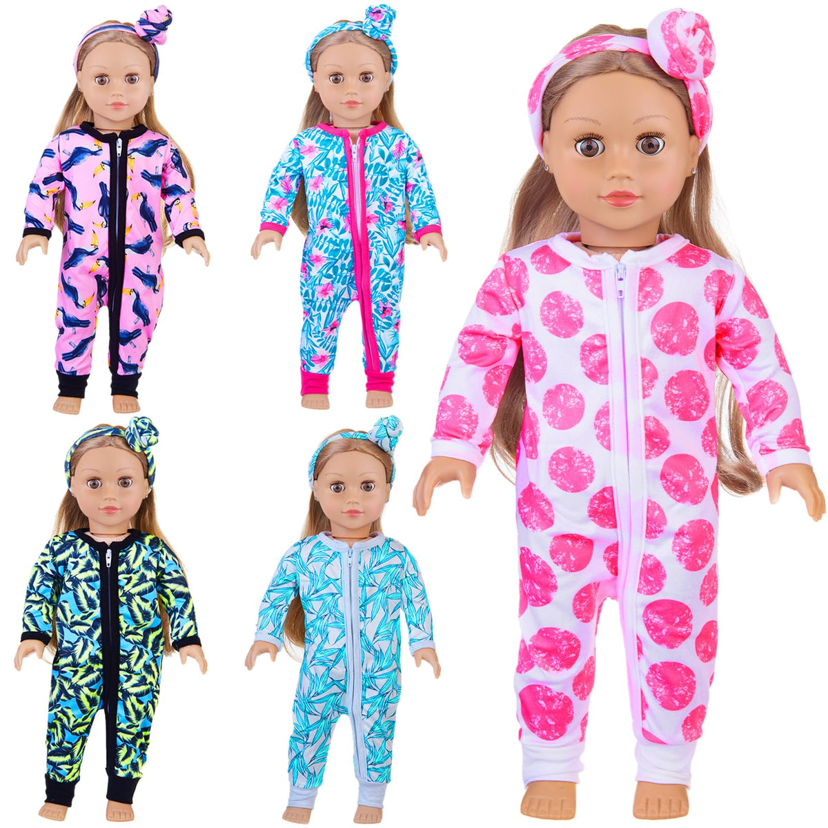 UNICORN ELEMENT headbands complete the coordinated look for dolls.