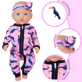 UNICORN ELEMENT hornbill pink jumpsuit brings cheerful style to playtime.