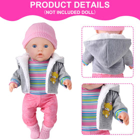 unicorn element long-sleeve pink hoodie for 16-18 inch dolls, comfy layer for daily play
