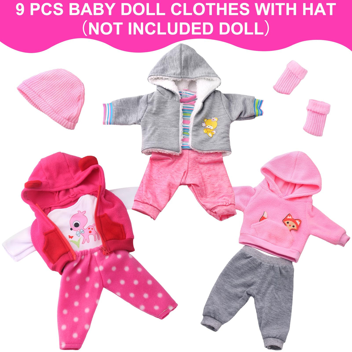 unicorn element pink polka dot pants for 16-18 inch dolls, versatile mix-and-match outfit