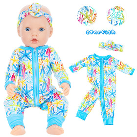 UNICORN ELEMENT starfish jumpsuit inspires coastal adventures in bright fabric.
