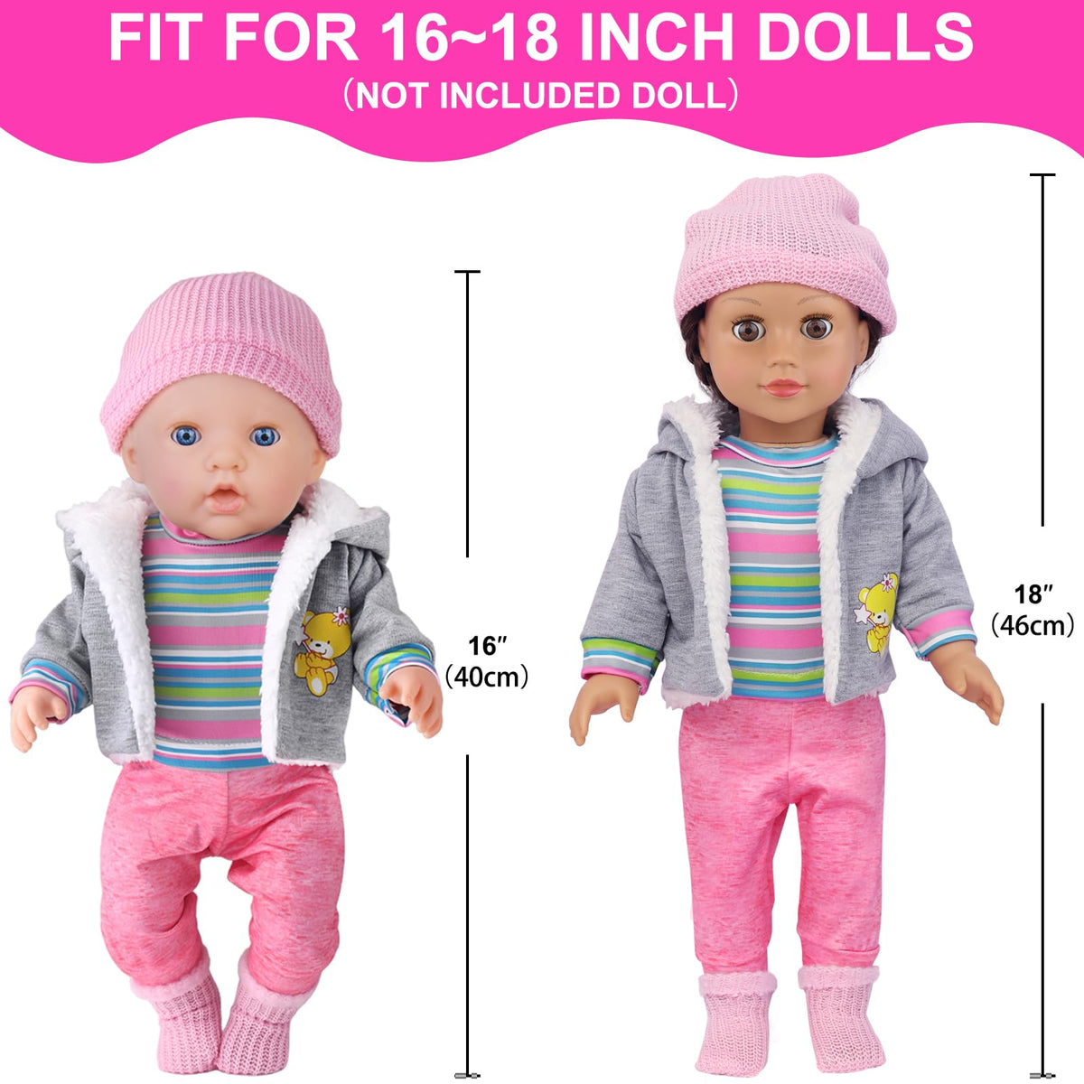 unicorn element white deer print top for 16-18 inch dolls, playful top for pretend stories