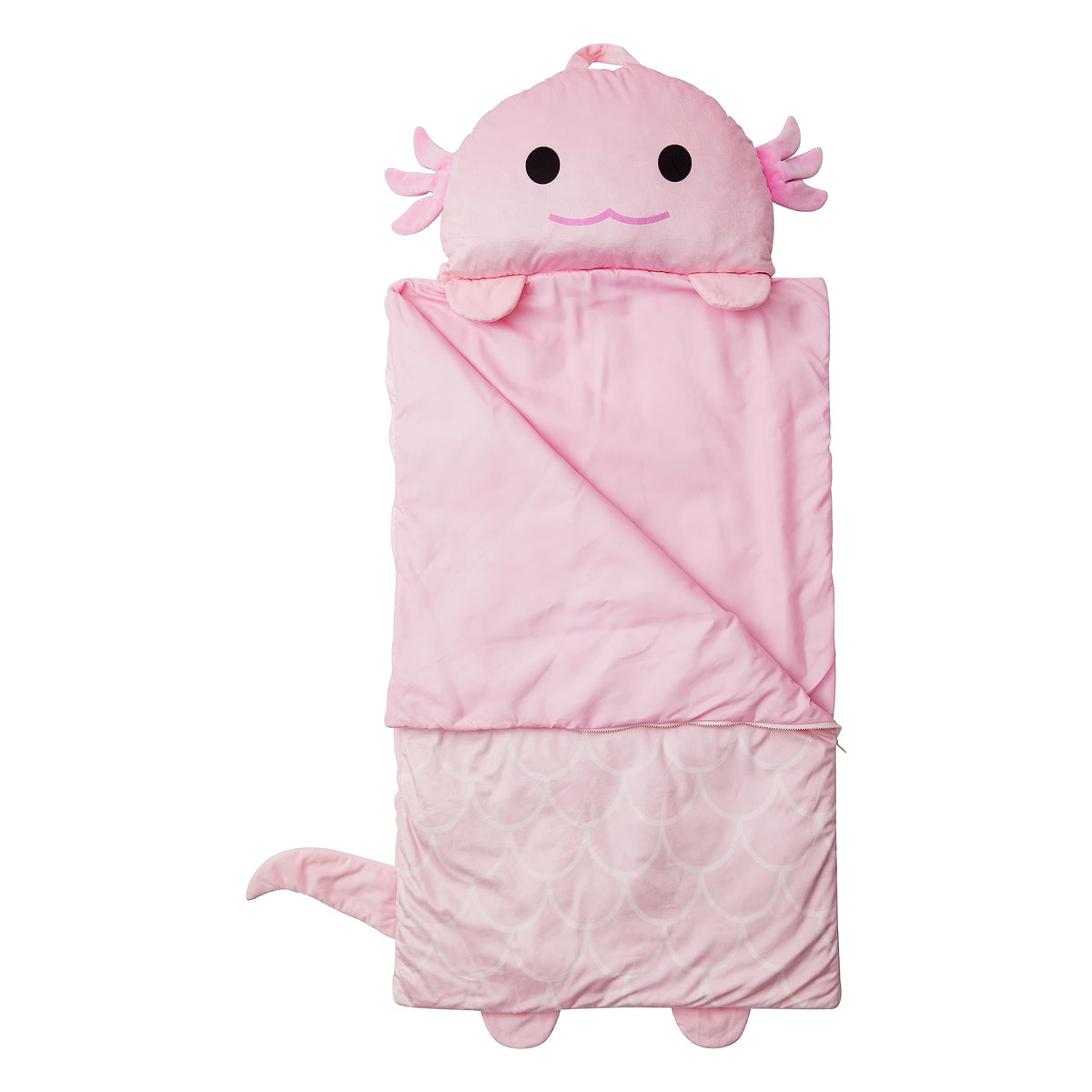 Nap Buddy Axolotl sleeping bag folded compact for storage