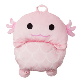 Nap Buddy Axolotl sleeping bag pillow detail with plush accents