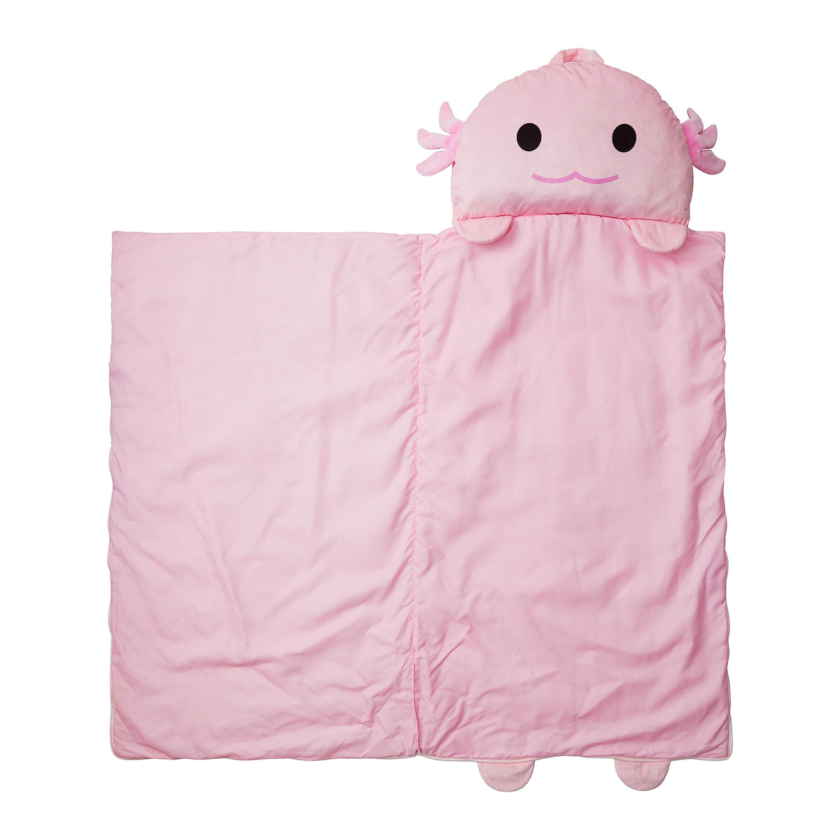 Nap Buddy Axolotl travel ready sleeping bag ready for adventures