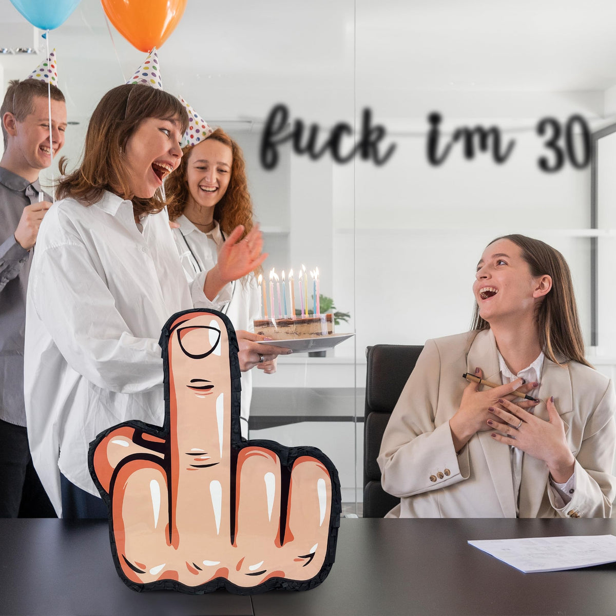 UNIIDECO Middle Finger Pinata used for fun team-building party activities