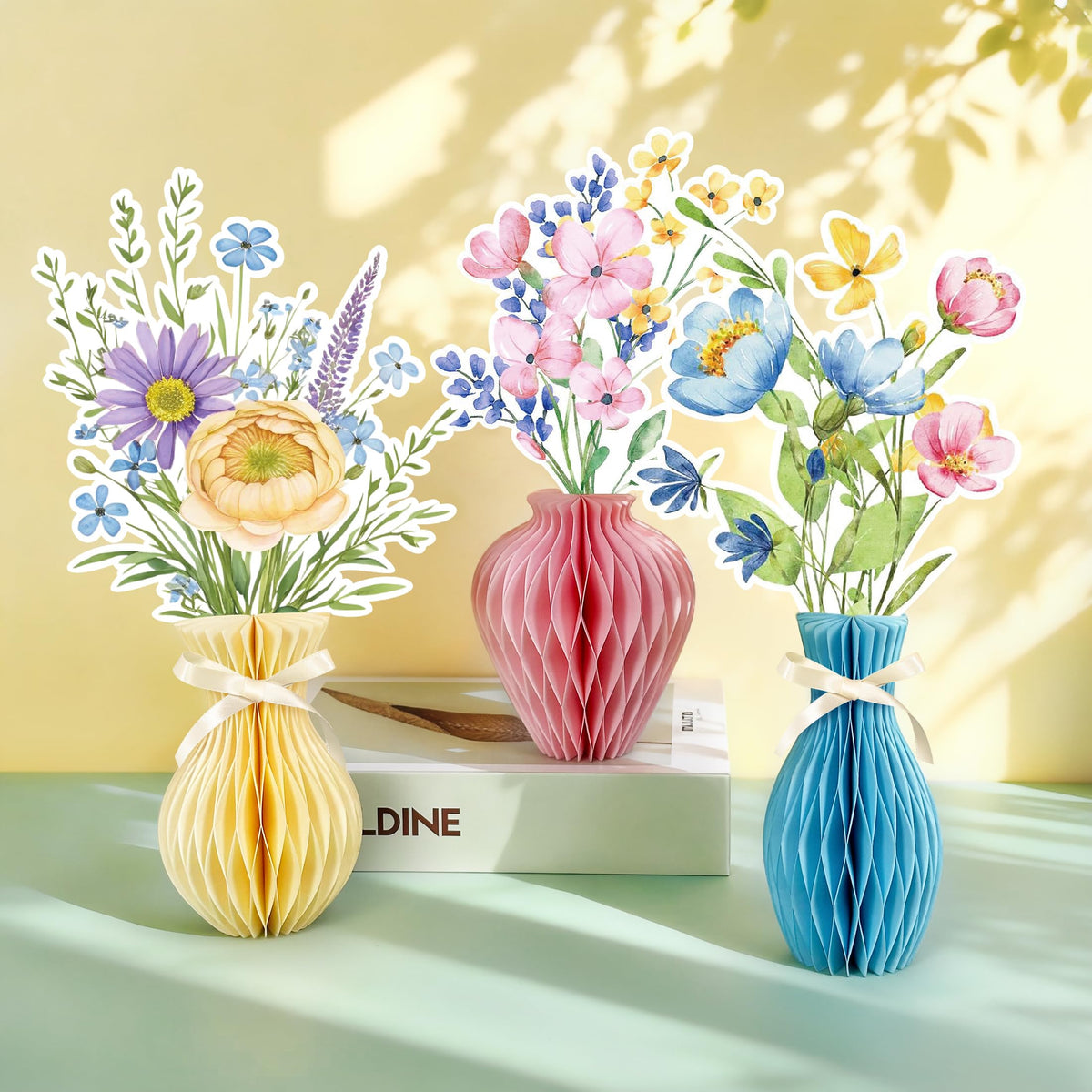 UNIIDECO wildflower honeycomb centerpiece yellow for sunny parties