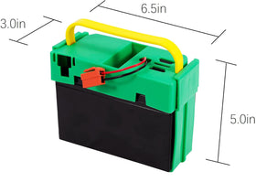 UNIKARO 12V Li-ion battery pack side view for easy installation in ride-on toys.