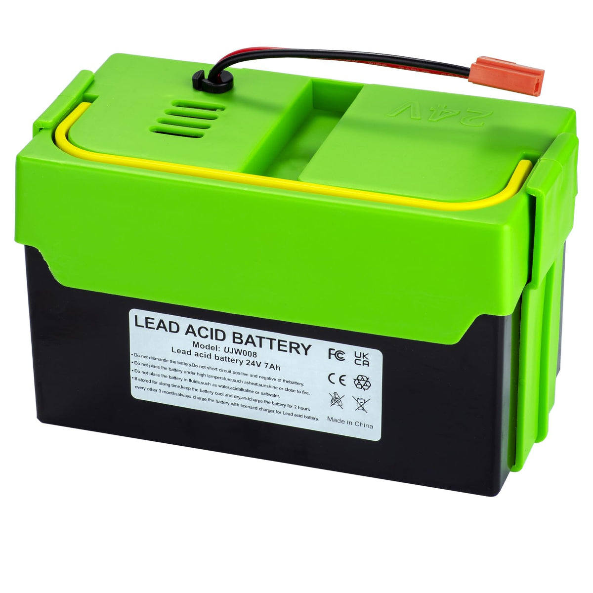 UNIKARO 24V 7Ah battery front view for Thunder UTV, dependable power