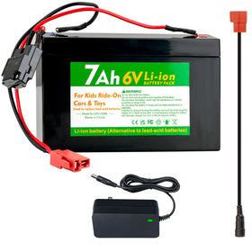 UNIKARO 6V 7Ah Li-ion battery pack close-up with connector for quick installation
