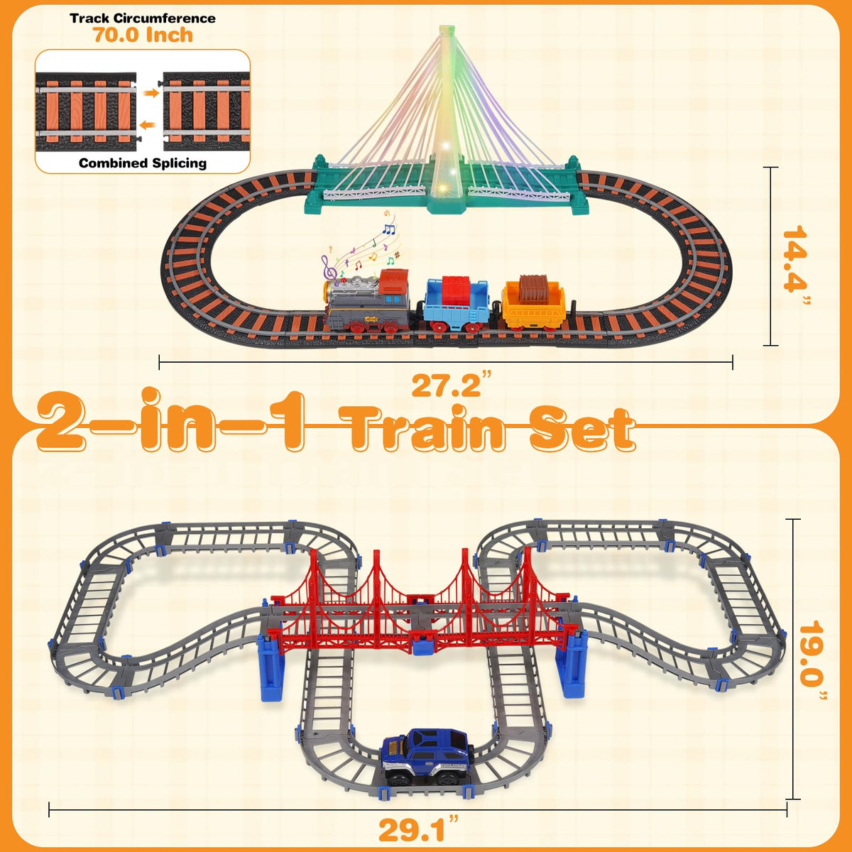 Unimoly 2-in-1 train and car adventure sparks imaginative play