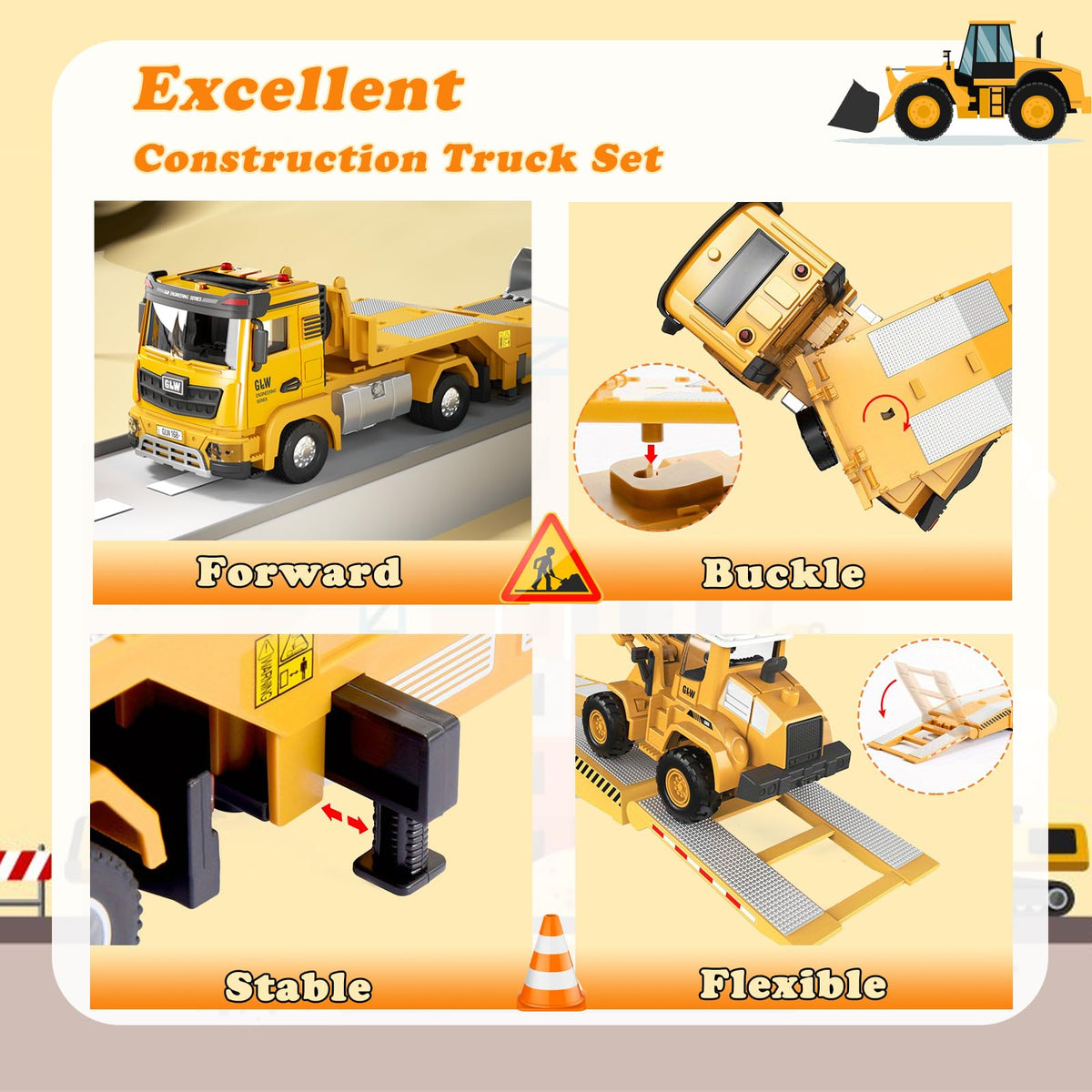 Unimoly bulldozer bucket shows lift-and-swing motion for realistic construction scenes
