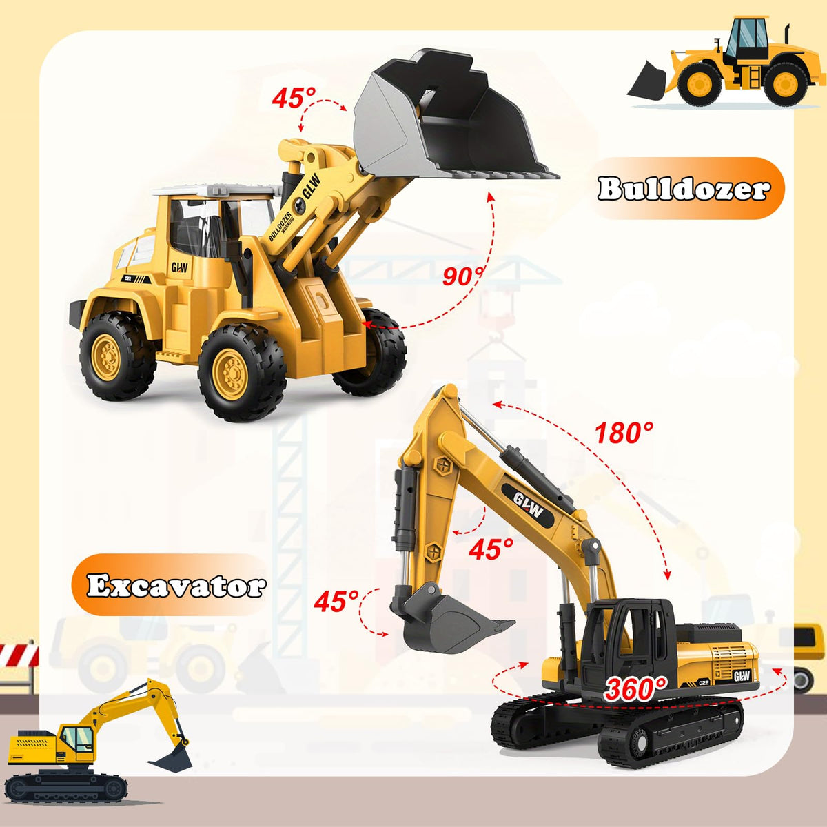 Unimoly alloy die-cast excavator arm offers movable action for interactive play