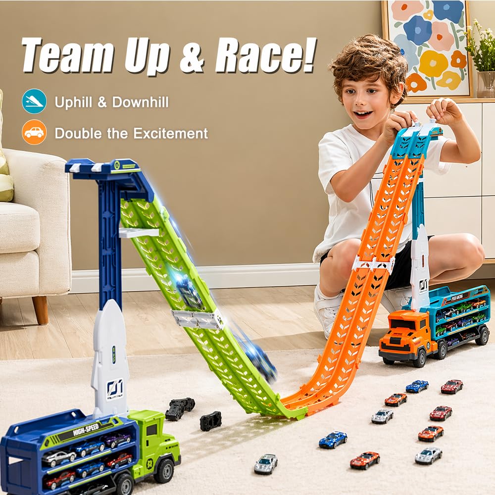 Unimoly carrier truck with 33-inch track ready for fast races.
