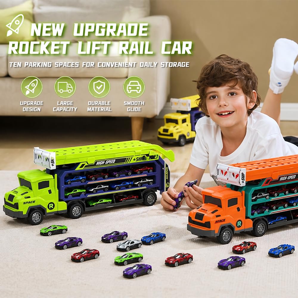 Unimoly foldable 2-layer race track provides portable racing on the go.