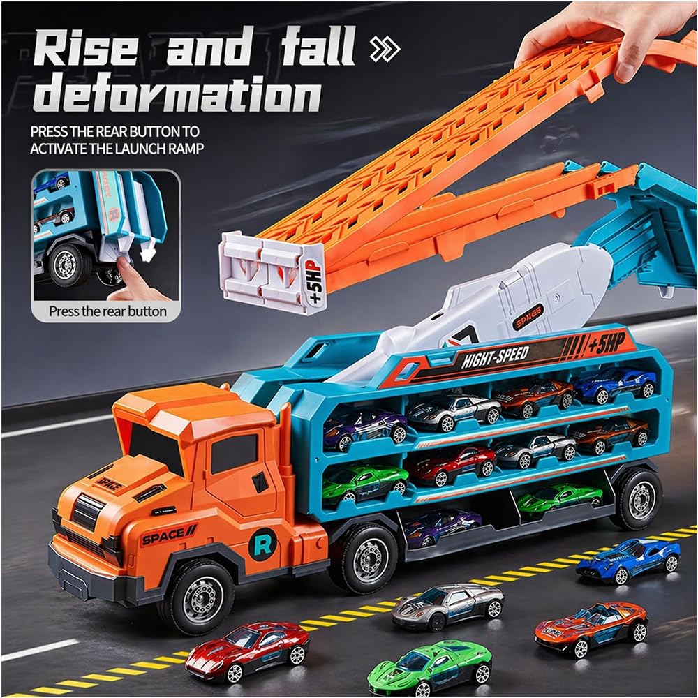 Unimoly six die-cast metal cars included for immediate competitive play.