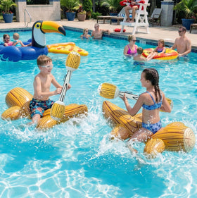 Uniqhia pool floats with four air logs for enhanced stability
