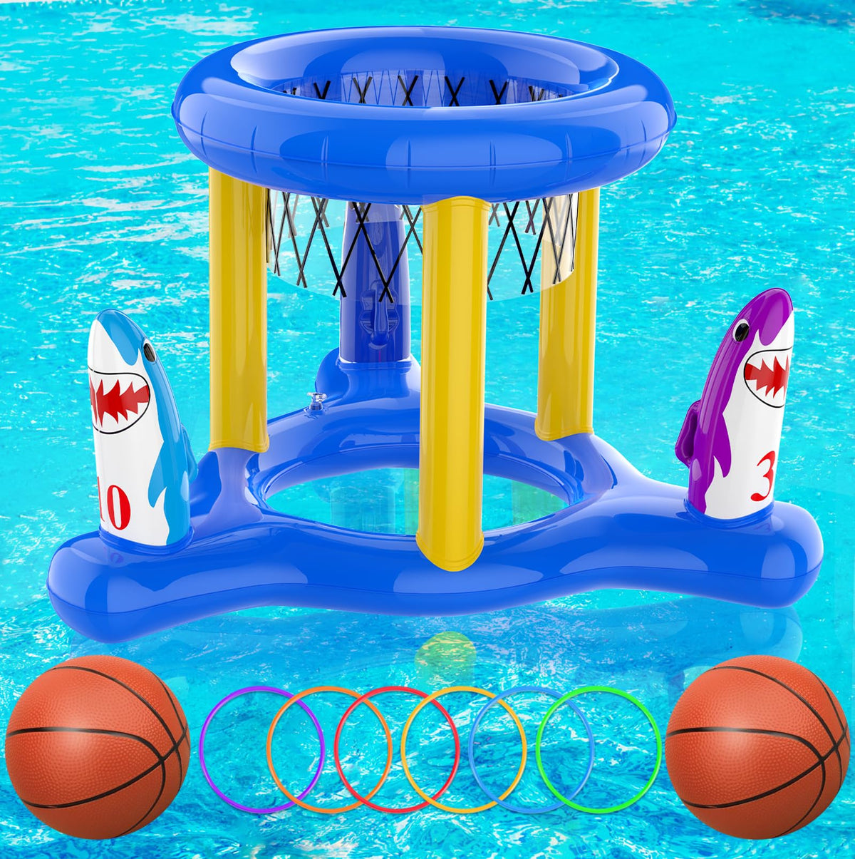 Uniqhia pool games hoop base, stable setup for family pool parties.