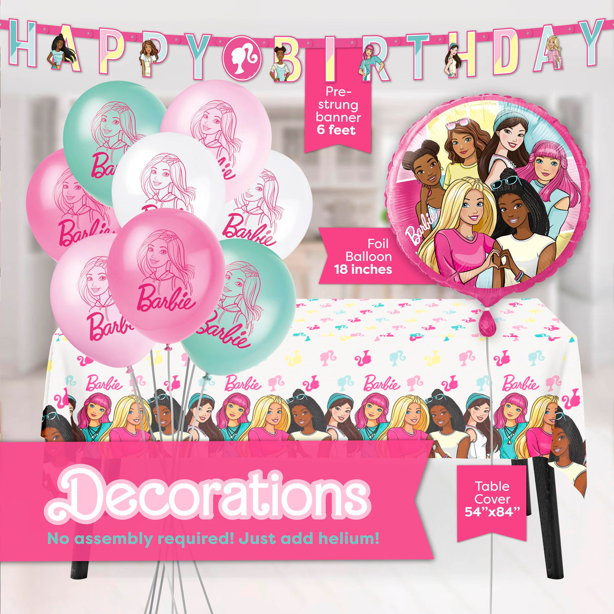Unique Barbie table cover protects surfaces while adding kid-friendly color