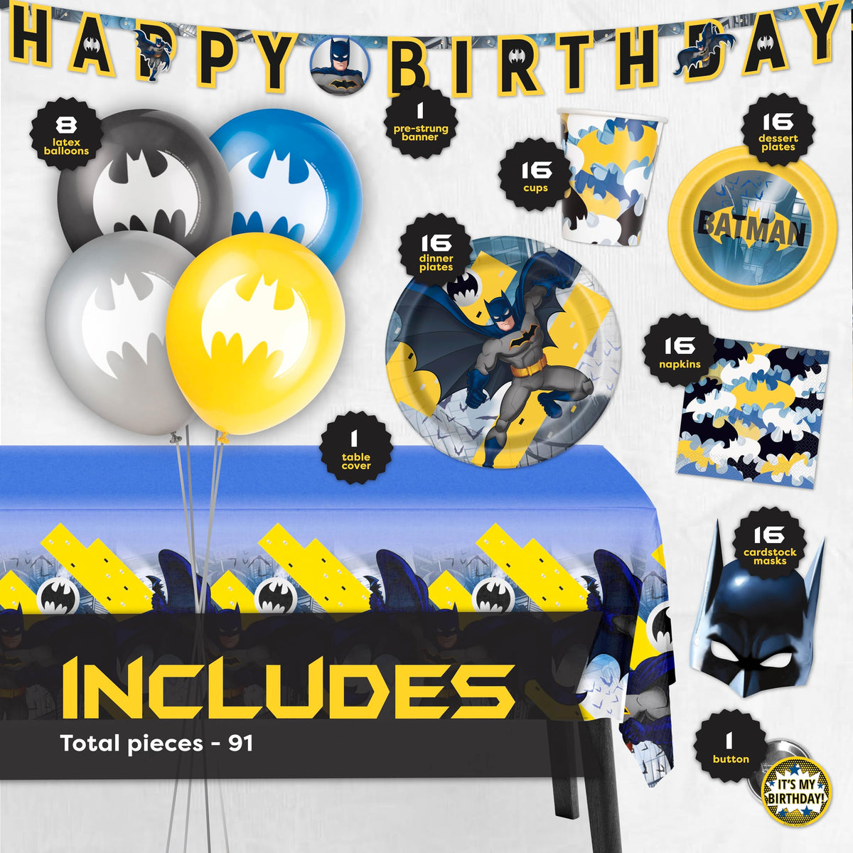 Unique Batman birthday banner creates a photo-worthy focal point and party vibe.