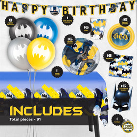 Unique Batman birthday banner creates a photo-worthy focal point and party vibe.