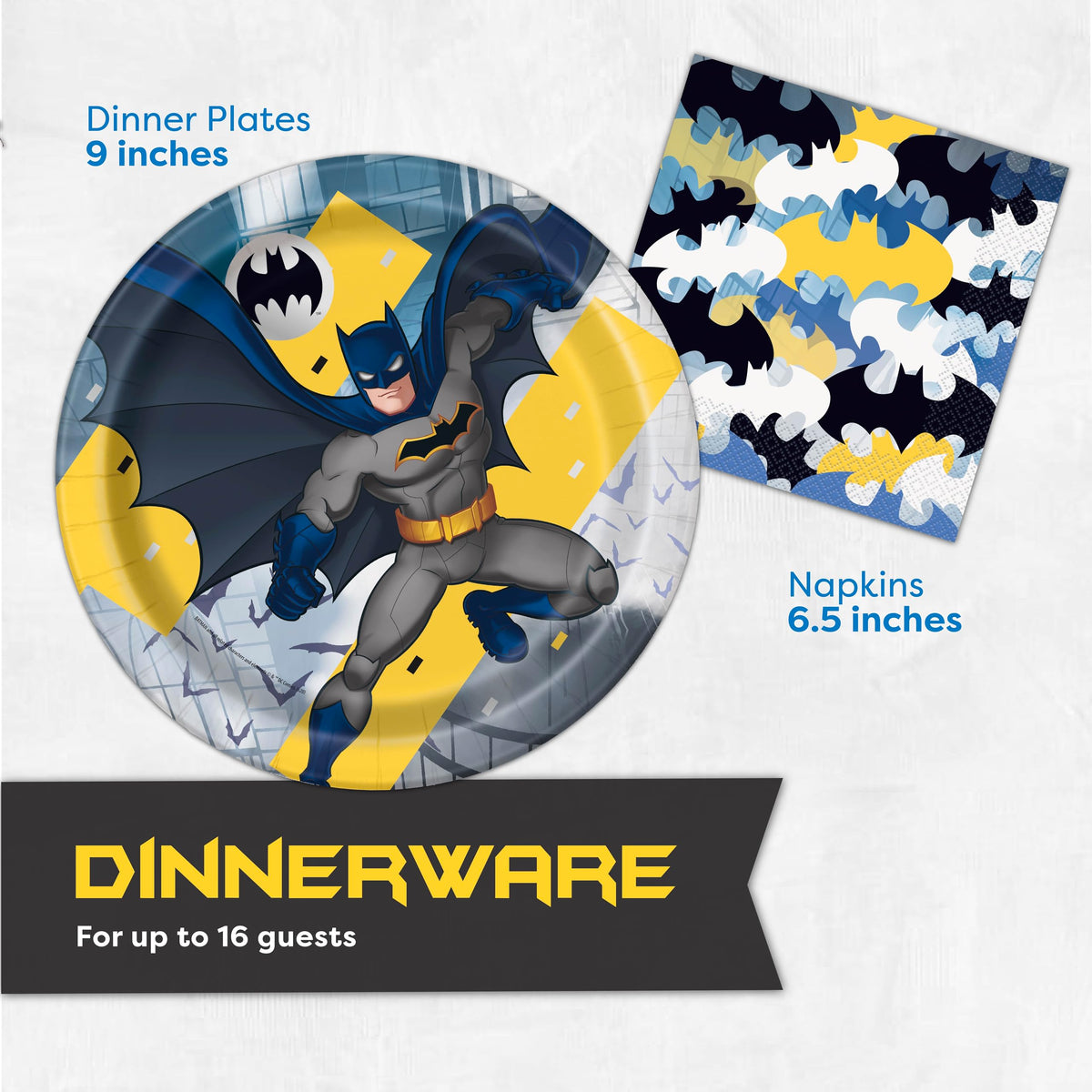 Unique Batman napkins help with quick cleanup and face cleaning.