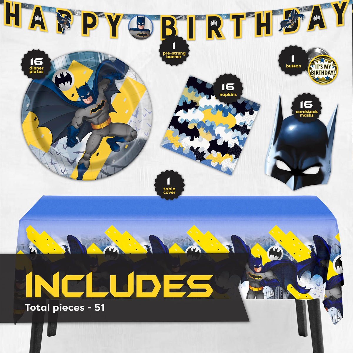 Unique Batman table cover protects surfaces and simplifies cleanup.