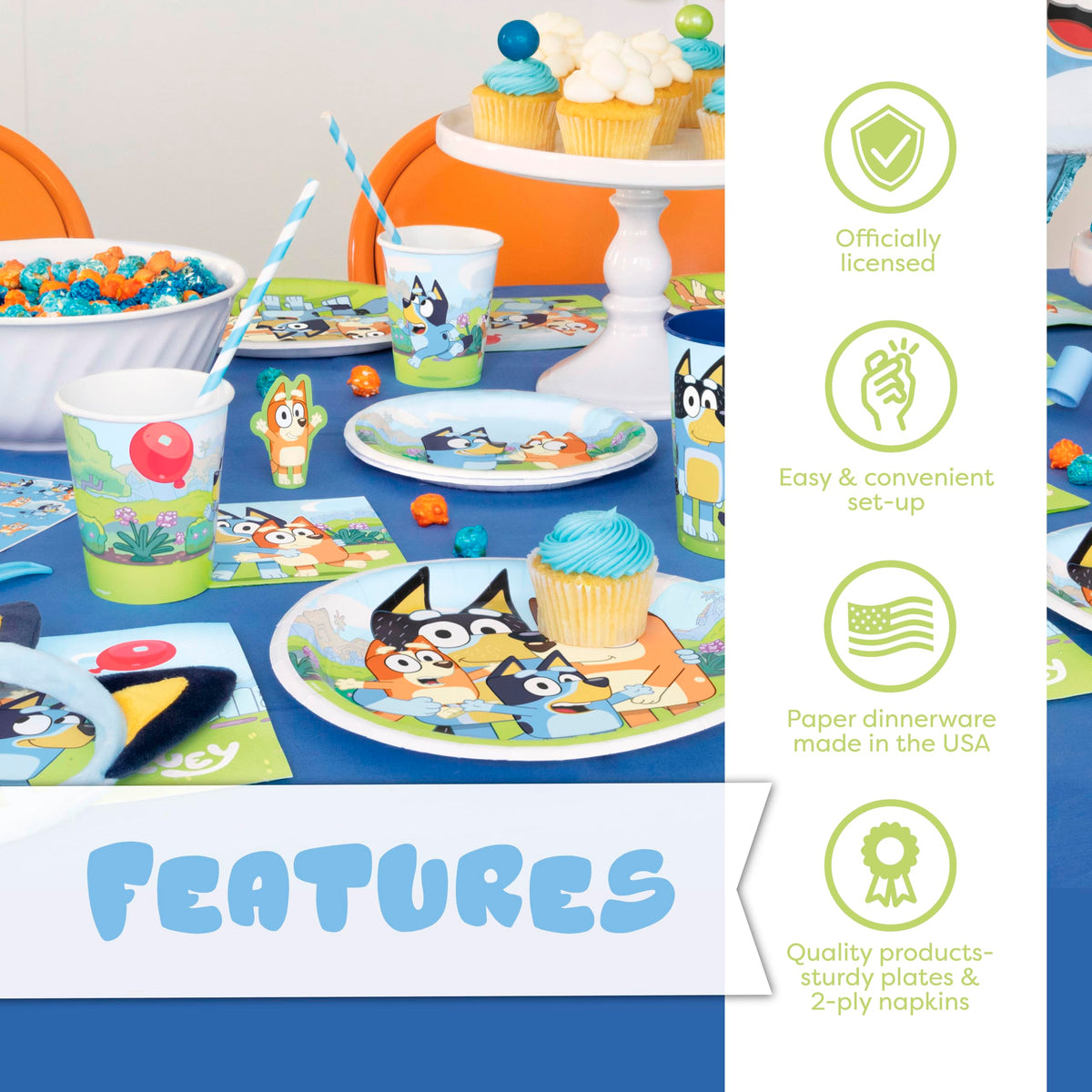 Unique Bluey napkins help wipe hands and keep messes contained