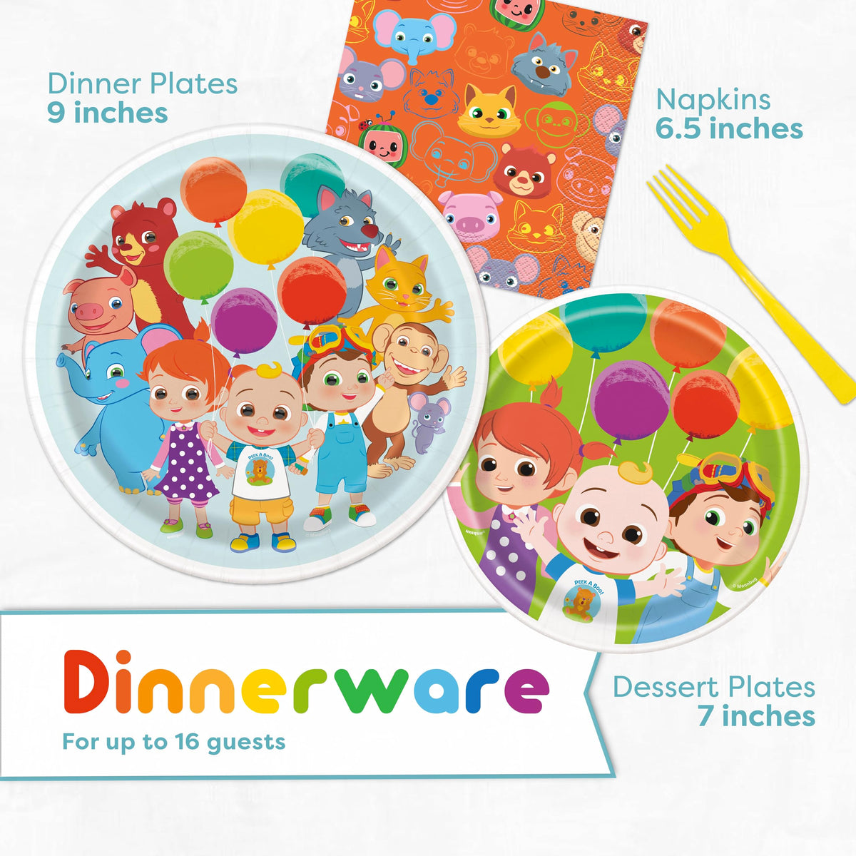 Unique CoComelon 7-inch plates ideal for snacks and desserts.