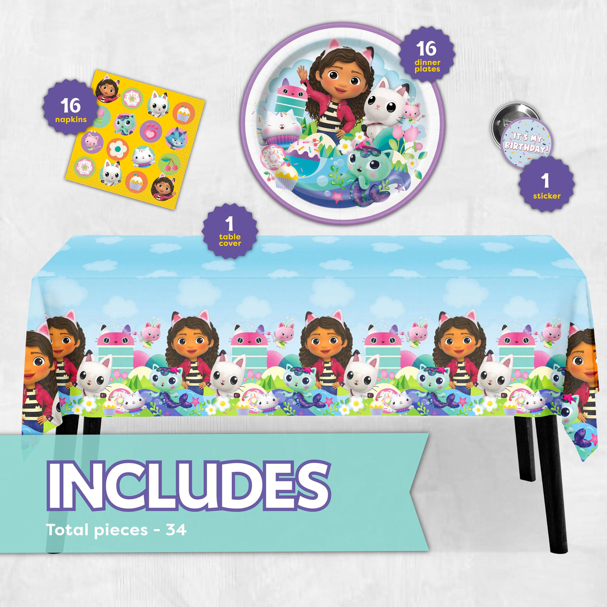 Unique Gabby Dollhouse plates 16-count sturdy paper for easy serving