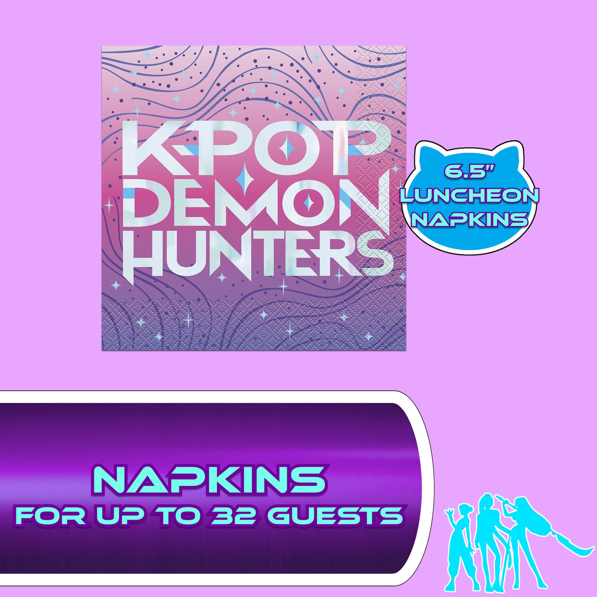 Unique K-Pop Demon Hunters party table setup shows coordinated tableware