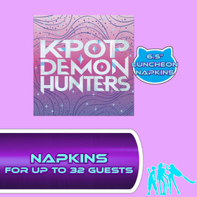 Unique K-Pop Demon Hunters party table setup shows coordinated tableware