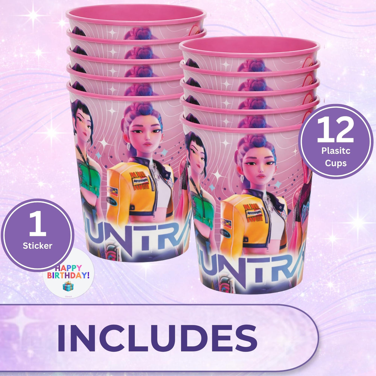 Unique KPop Demon Hunters 16oz durable plastic cups for juice or water