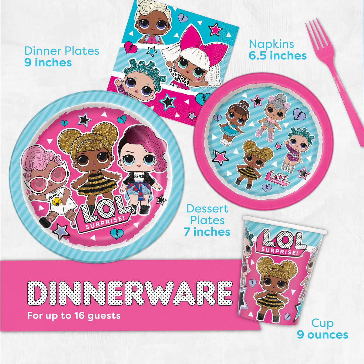 Unique LOL cups and napkins for quick service and cleanups