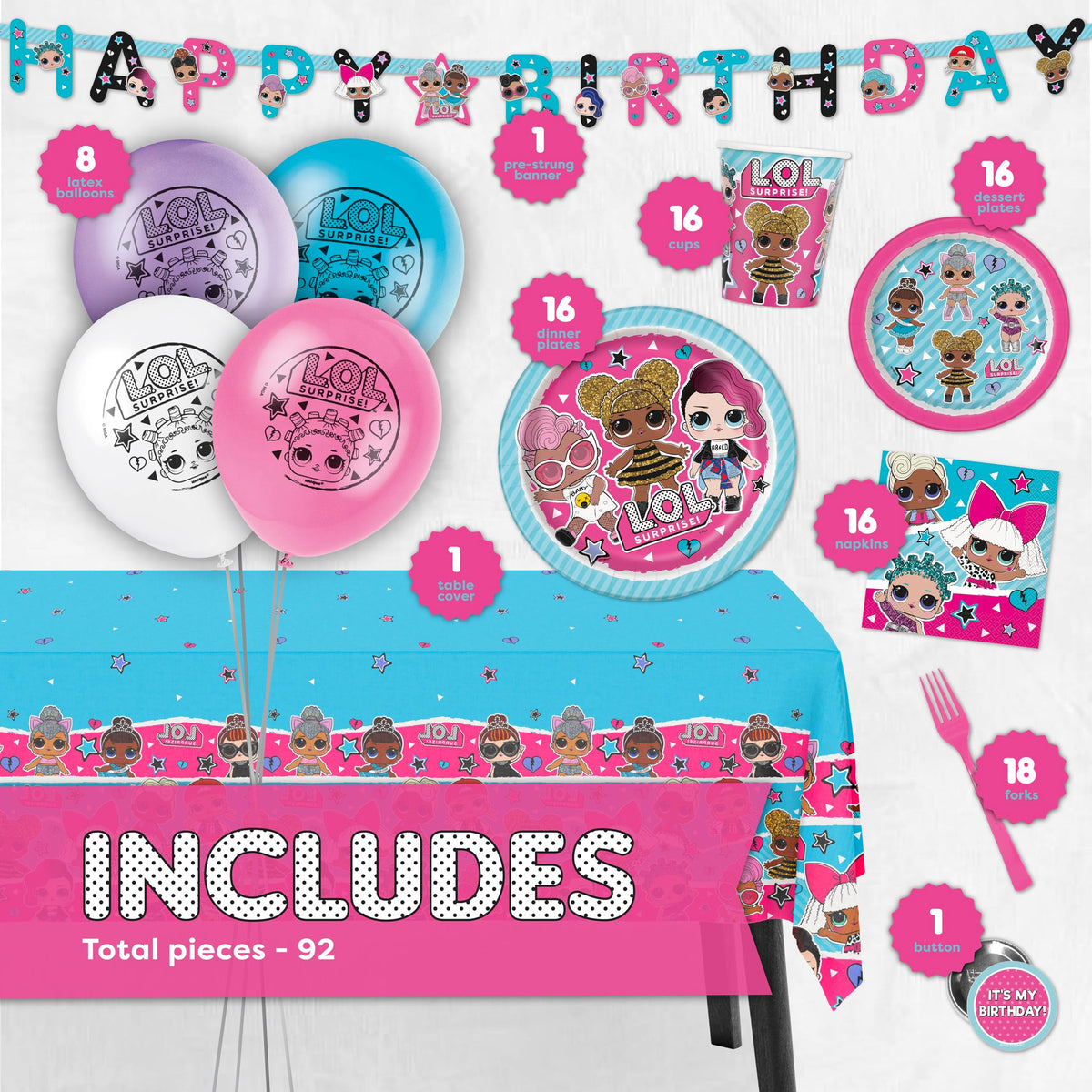Unique LOL tablecloth 54x84 to protect surfaces and unify party decor