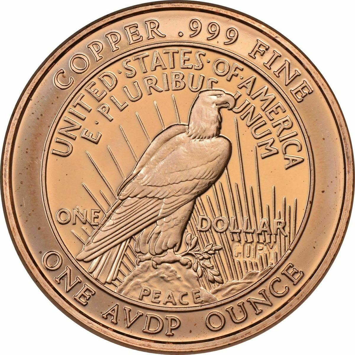 Unique Metals Peace Dollar eagle back design, great for gifting or display.