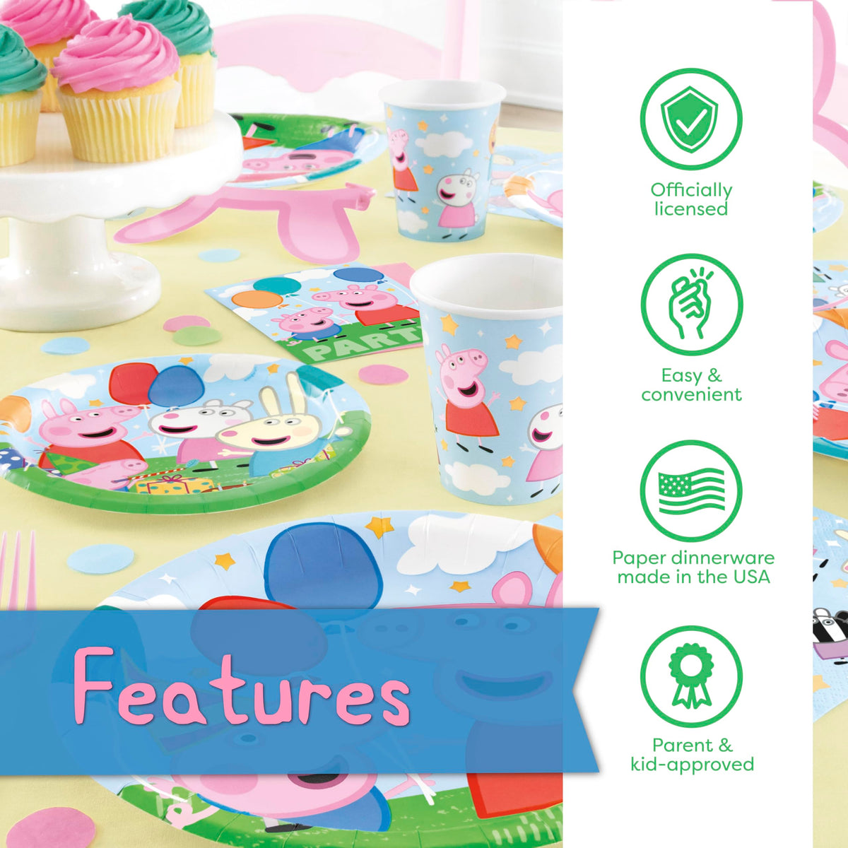 Unique Peppa Pig cups for spills-free drinks and quick mingling