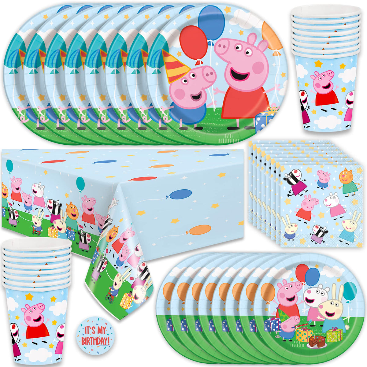 Unique Peppa Pig table cover sets a bright party centerpiece and protects surfaces