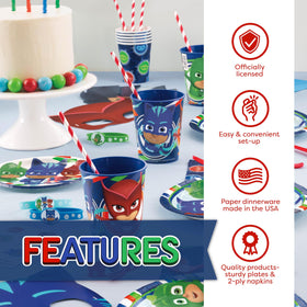 Unique PJ Masks cups for spill-resistant serving.