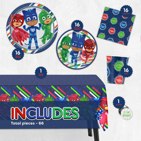 Unique PJ Masks large plates for hearty servings during the party.