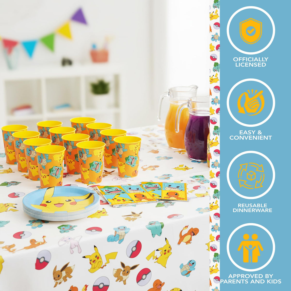 Unique Pokémon kid-friendly design for indoor and outdoor celebrations