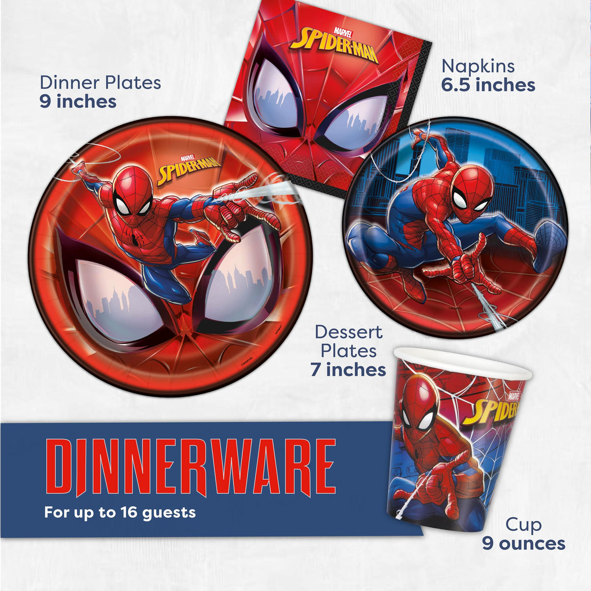 Unique Spider-Man cups and napkins ensure mess-free serving for kids
