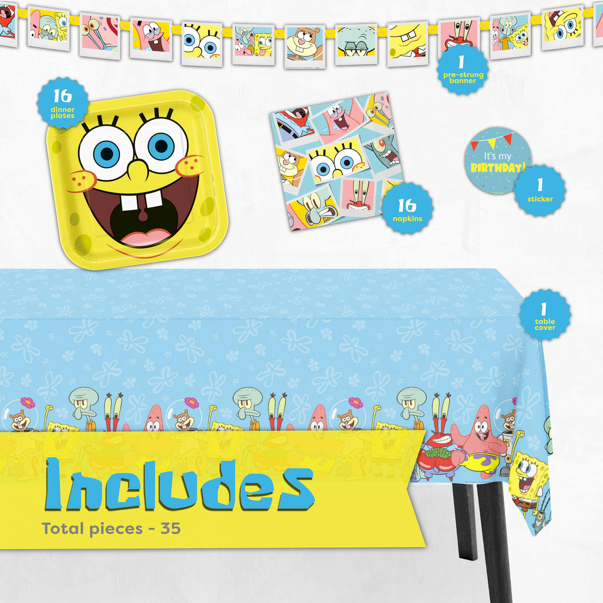 Unique Spongebob napkins add color and quick cleanup after treats.