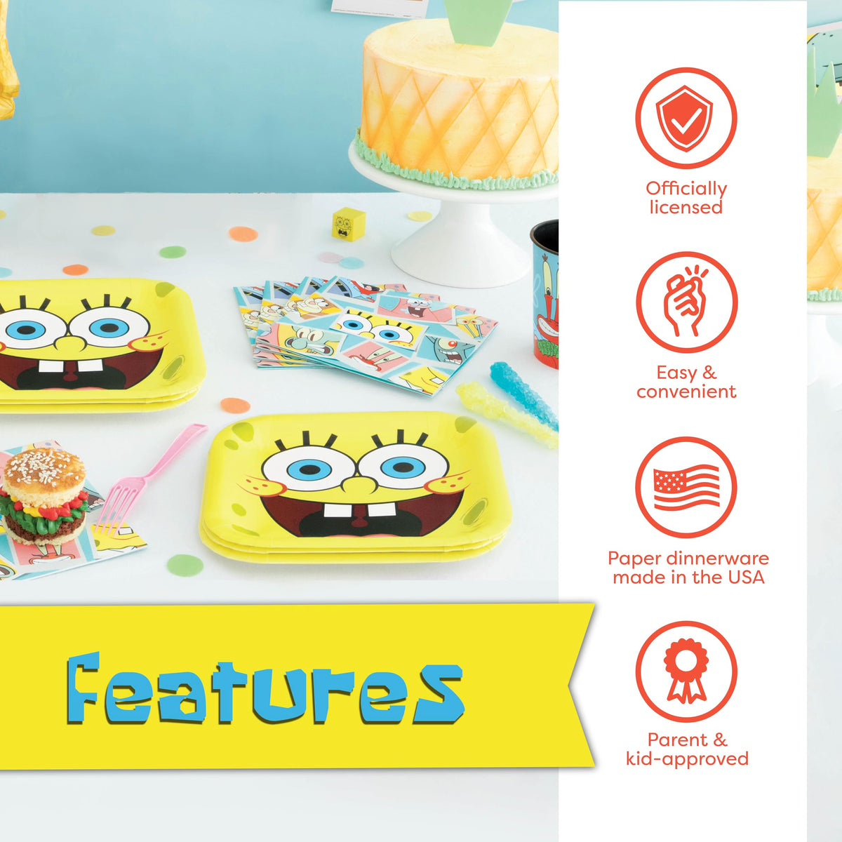 Unique Spongebob 'It's My Birthday' sticker highlights the guest of honor.